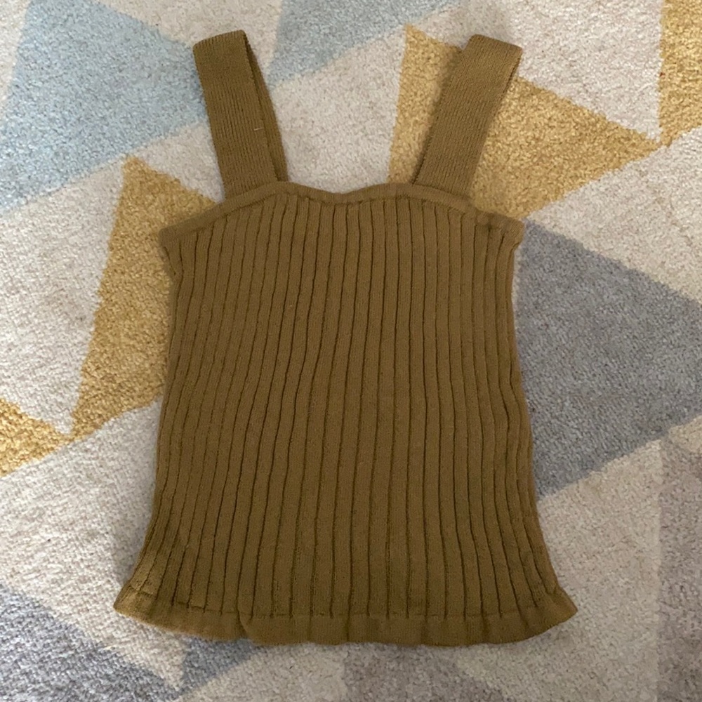 Olive green ribbed sweater tank